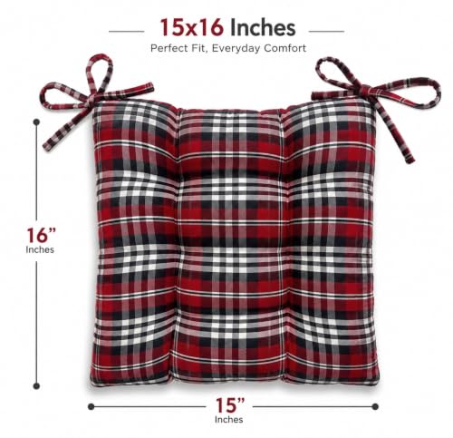Image of BSB HOME Chair Pad Cushion with Tie Straps, Thick Tufted Seat Cushion for Dining, Office & Wooden Chairs, Soft Comfortable Chair Seat Pad with Durable Stitching,16 x 16 Inches(41 x 41 cm)-Crimson Red