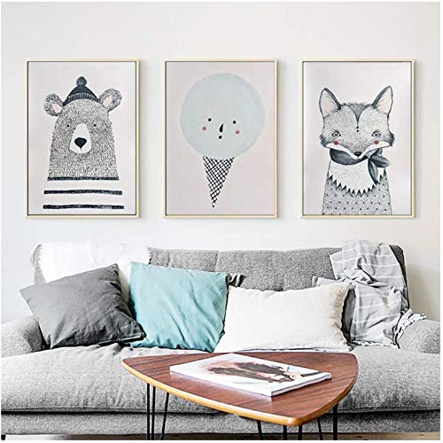 Affiche ours fox decoration chambre de bebe ambiance cocooning et scandinave pour pepiniere