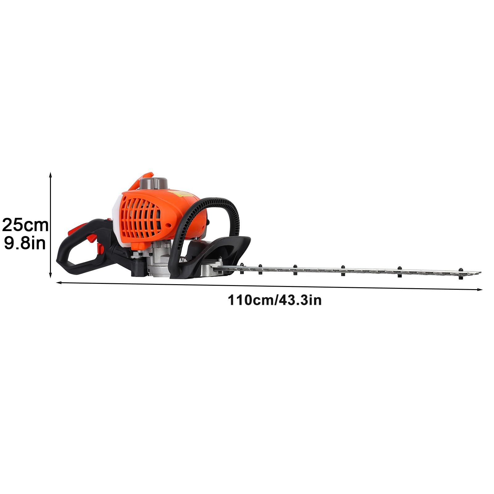 Dwustronne nożyce do żywopłotu, 26 cm³, benzynowe nożyce do żywopłotu, 2-suwowe nożyce do pędzli, ręczny i długi zasięg, do konserwacji ogrodu, podwórka, pomarańczowy