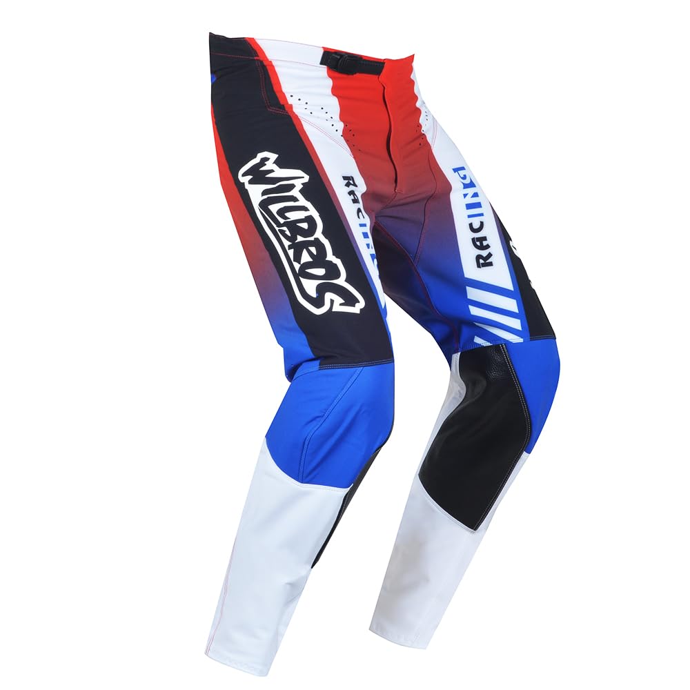 Willbros Motocross Dirt Bike Pants MX MTB Enduro Motorcycle Bicycle Mountain Downhill Offroad Racing Blue White L=34