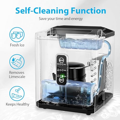 Aeitto Ice Makers Countertop, 26Lbs/24H, 9 Ice Cubes Release in 6 Mins, 2 Sizes of Bullet Ice Machine,Self-Cleaning Portable Ice Maker with Ice Scoop and Basket for Home Kitchen Office Bar RV, Black image 5