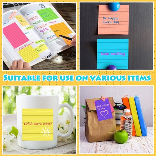 Image of Yexiya 64 Pcs Lined Sticky Notes Self Stick Notes Bulk, 4 x 6in, 3 x 3in