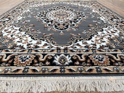 Image of TTC THREAD & TEXTURE CARPET Traditional Comfort: Power-Loomed Carpets for Living Room- Every Space Area Rug Color Grey Size 6x8 Feet (180x235cm)