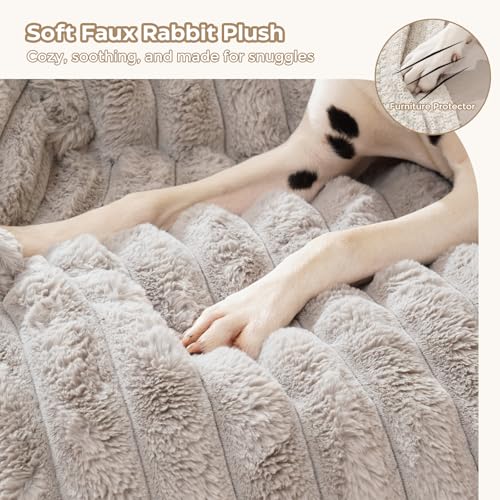 Avont Hundebett, Flauschige Hundematte Decke für Sofa für Hunde Katzen mit abnehmbaren waschbaren Bezug und Anti-Rutsch-Boden- Medium/Leichtgrau