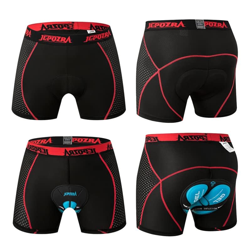 JEPOZRA Men's Cycling Underwear Shorts 3D Padded Bike Shorts Breathable Quick Dry Pants (3DRED-2,XXXL)