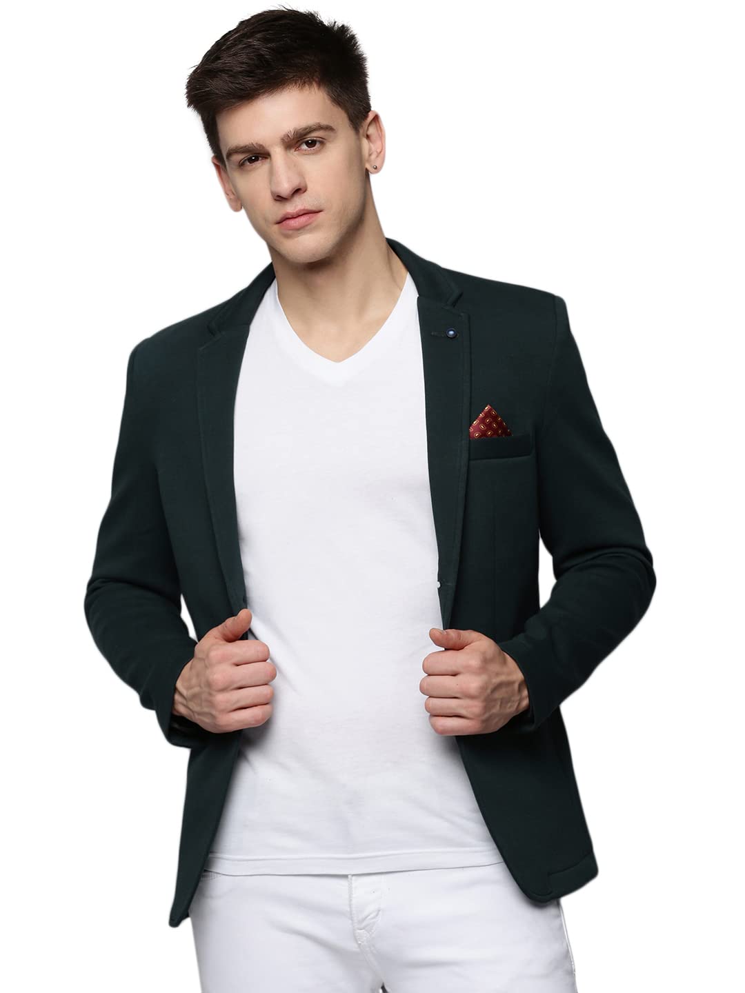 showoffff SHOWOFF Men's Notched Lapel Green Solid Blazer-AR-020_Green_S-picture-20