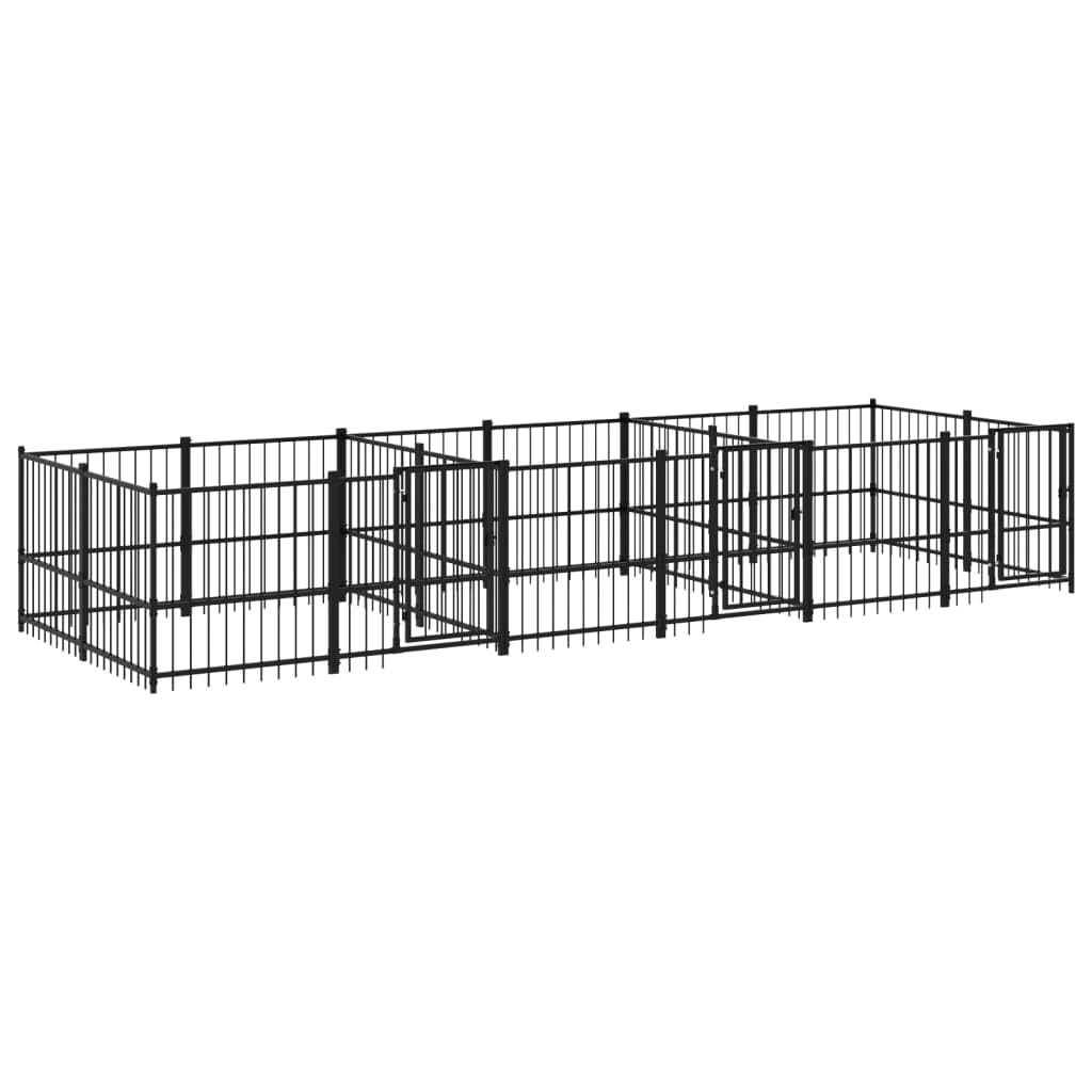 Perrera para perros de acero con recubrimiento en polvo, 11,26 m², con puerta giratoria, protección y seguridad para cachorros en el jardín interior y exterior