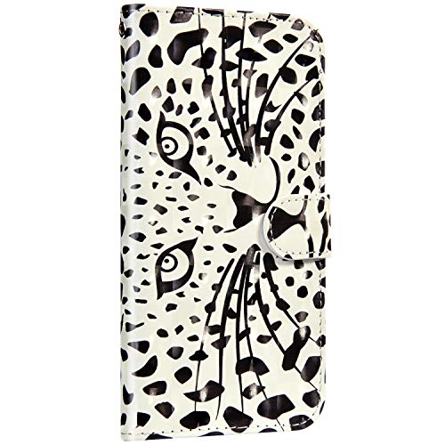 Saceebe compatibile con Galaxy S6 edge plus Funda de Piel Flip Wallet Case Funda de cuero pintada en 3D con cordón Estuche de Cuero 360 Grados Cover Anverso y reverso Bumper Case,leopardo#2 Cover