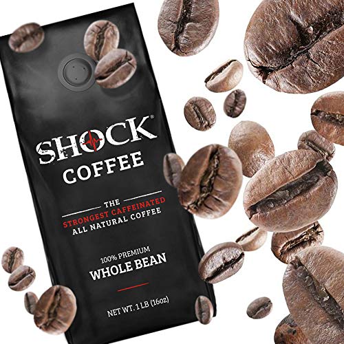 Shock Coffee Whole Bean. The Strongest Caffeinated All Natural Coffee, Up To 50% More Caffeine Than Regular Coffee, 1 Pound #TOP5