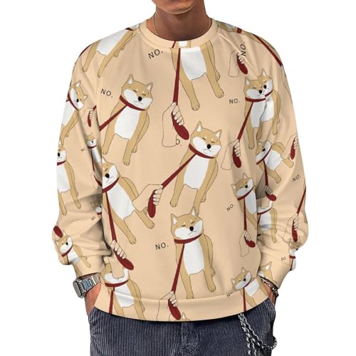 Shiba Inu No Men's Crewneck Sweatshirt Pullover Long Sleeve Casual Tops