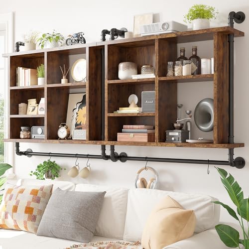 Reibii RBFS95BR01 37 Inch Floating Shelves For Wall With Led Wall Shelves For Kitchen Storage Industrial Pipe Shelving thumb #3