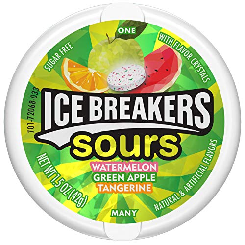 Ice Breakers Sours Sugar Free Mints, (Watermelon, Green Apple, Tangerine) 1.5 Ounce (Pack Of 8) & Sugar Free Mints, Cinnamon, 1.5 Ounce (Pack Of 8) #TOP2