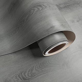 VaryPaper Peel and Stick Grey Wood Effect Wallpaper 40cmx200cm Wood Contact Paper Sticky Back Plastic Vinyl Wrap for Furniture Kitchen Worktop Vinyl Covering Thick Lining Paper for Cabinets Tabletops
