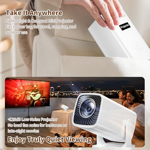 Image of Mini Projector, 4K Portable Projector and Full HD 1080P Support, 270 Rotation Projector for Outdoor