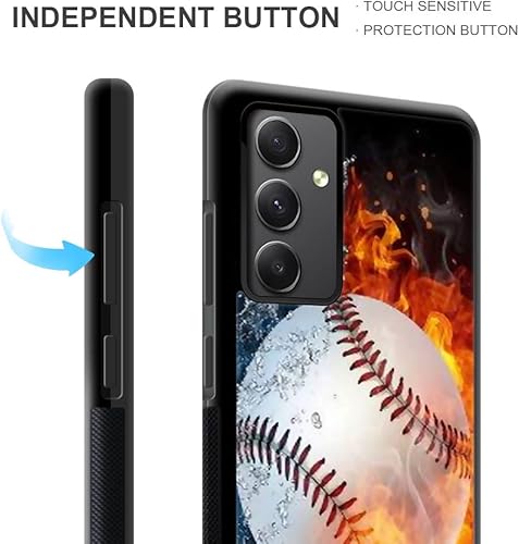 Miniatura 3 de DJSOK Funda compatible con Samsung Galaxy A54 5G, diseño de patrón de lujo de béisbol en llamas para hombres, niños y niñas, de doble capa, a prueba
