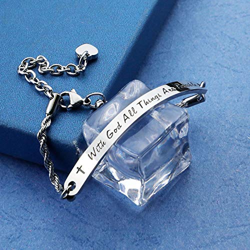 G-Ahora Christian Gift with God All Things are Possible Faith Bracelet Religious Jewelry Cross Bracelets for Women Baptism Gift(BR-Withgod) - Image 6