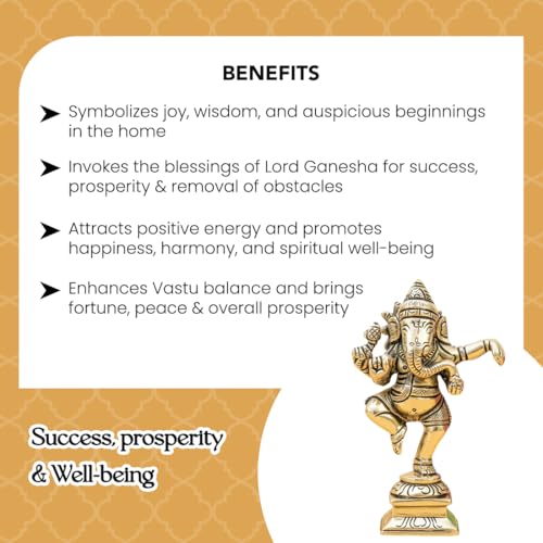 Image of Ekhasa 100% Pure Brass Ganesha Idol with Gift Box | Pital Ganpati Murti Vinayagar Statue for Pooja Room Home Decor Office Desk | Religious Housewarming Griha Pravesh Wedding Gift