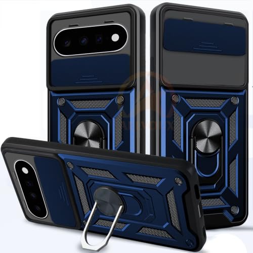 Image of Armor Bumper Back Cover Case for Google Pixel 11 /11 pro 5G Rotating Camera Cover, Ring Holder & Kickstand | Heavy Duty & 360 Degree Protection Back Cover for (Black)
