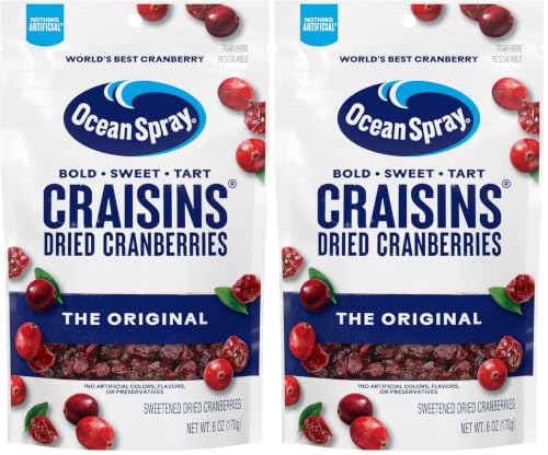 Image of Ocean Spray Craisins Original Dried Cranberries, Dried Fruit, 6 Oz Pouch (Pack of 2)