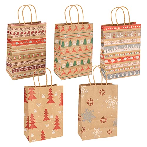 Geschenktüten Weihnachten 25 Stück Weihnachtstüten Geschenktüten mit Griff Papiertüten Geschenke Weihnachten Deko Weihnachtstüten zum Befüllen und Plätzchentüten Weihnachtskraft Geschenktüten Cover