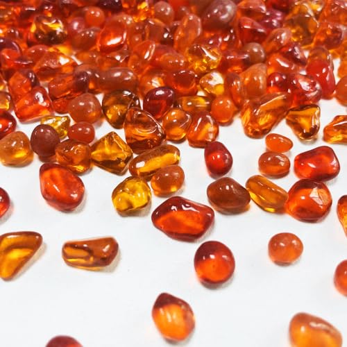 Image of Glass Stones, 0.85LB /385g Red Orange Glass Rocks for Vase, Aquarium Pebbles for Fish Tank, Sea Glass Rocks for Vase Filler Craft