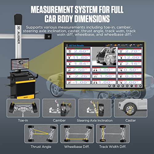 Qpking 3D Wheel Aligner Xc505 Wheel Alignment & Balancing Tools Tire Repair Tool Full Measurement System 4 Wheel Alignment Tool Multilingual Support 110V/220V All-In-One Cabinet Wheel Aligner Tool #TOP6