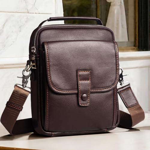 Image of Augus Genuine Leather Small Messenger Bag Crossbody