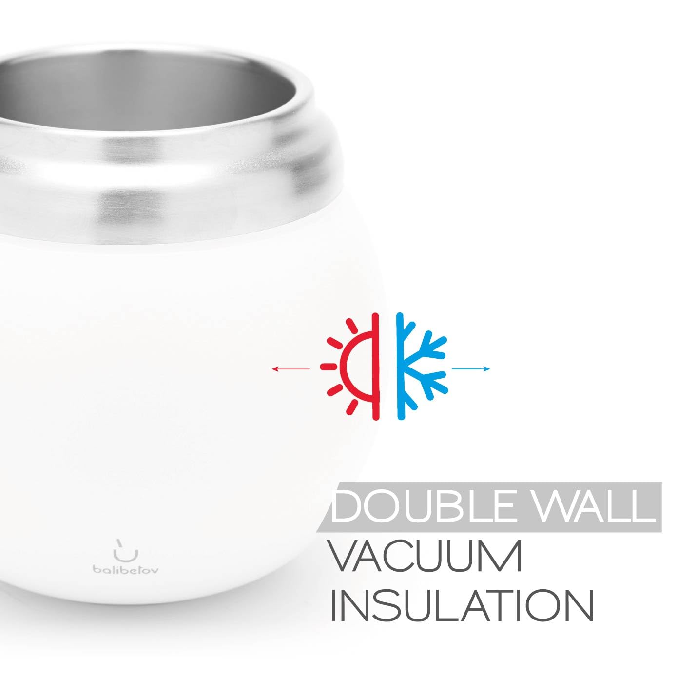 BALIBETOV Kit Yerba Mate - Comprend une Tasse Maté et un Ensemble Bombilla - Gourde en Acier Inoxydable à Double Paroi Thermique et Ensemble Bombilla (Paille à Maté) (Blanc)