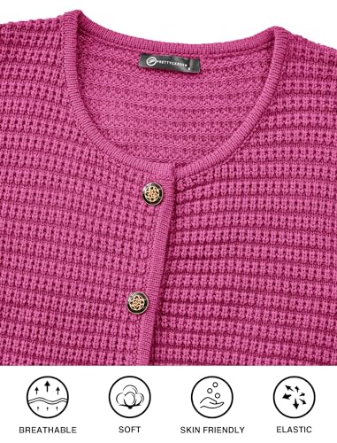 PRETTYGARDEN Women Knit Cardigan Sweaters Fall Fashion Long Sleeve Open Front Button Down Trendy Casual Jacket Winter Clothes
