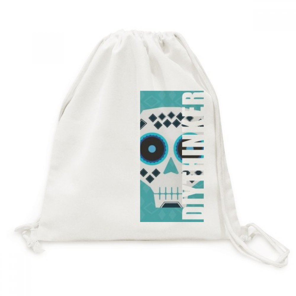 Toile Drawstring Backpack Yeux Bleus Crâne Mexique sac de voyage léger