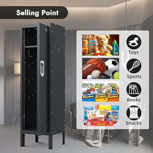 Image of BUTISOW Metal Cabinet Home Office Storage, Lockable Steel Locker with Door, 54 inch Height, Multi-Purpose for Home, Office, Gym, School, Garage
