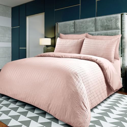 Linen Home Super King Duvet Cover Sets Blush Seersucker Bedding Set