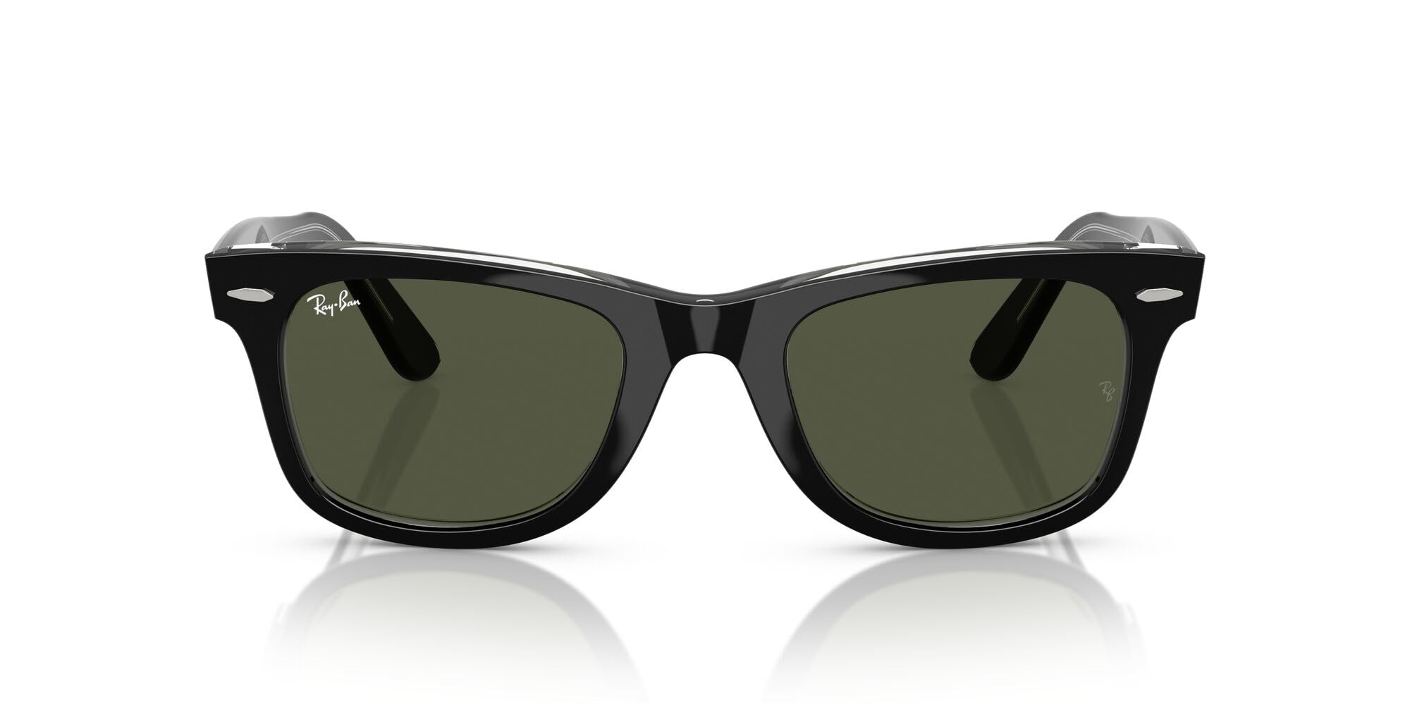 Ray-Ban RB2140 Original Wayfarer Square Sunglasses 50 mm Black on Transparent/Green