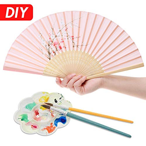 image for Johouse Hand Held Paper Fans Bamboo Folding Fans Handheld Folded Fan f
