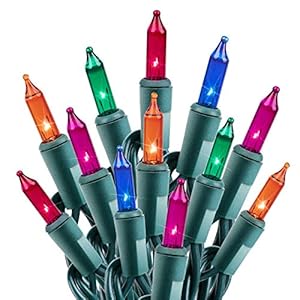 Minetom Clear Christmas Lights 2 Pack 26.5 Feet 100 Counts Mini String Lights Waterproof for Indoor Outdoor Patio Wreath Garden Wedding Party Thanksgiving Holiday Xmas Tree Decorations, Multicolored