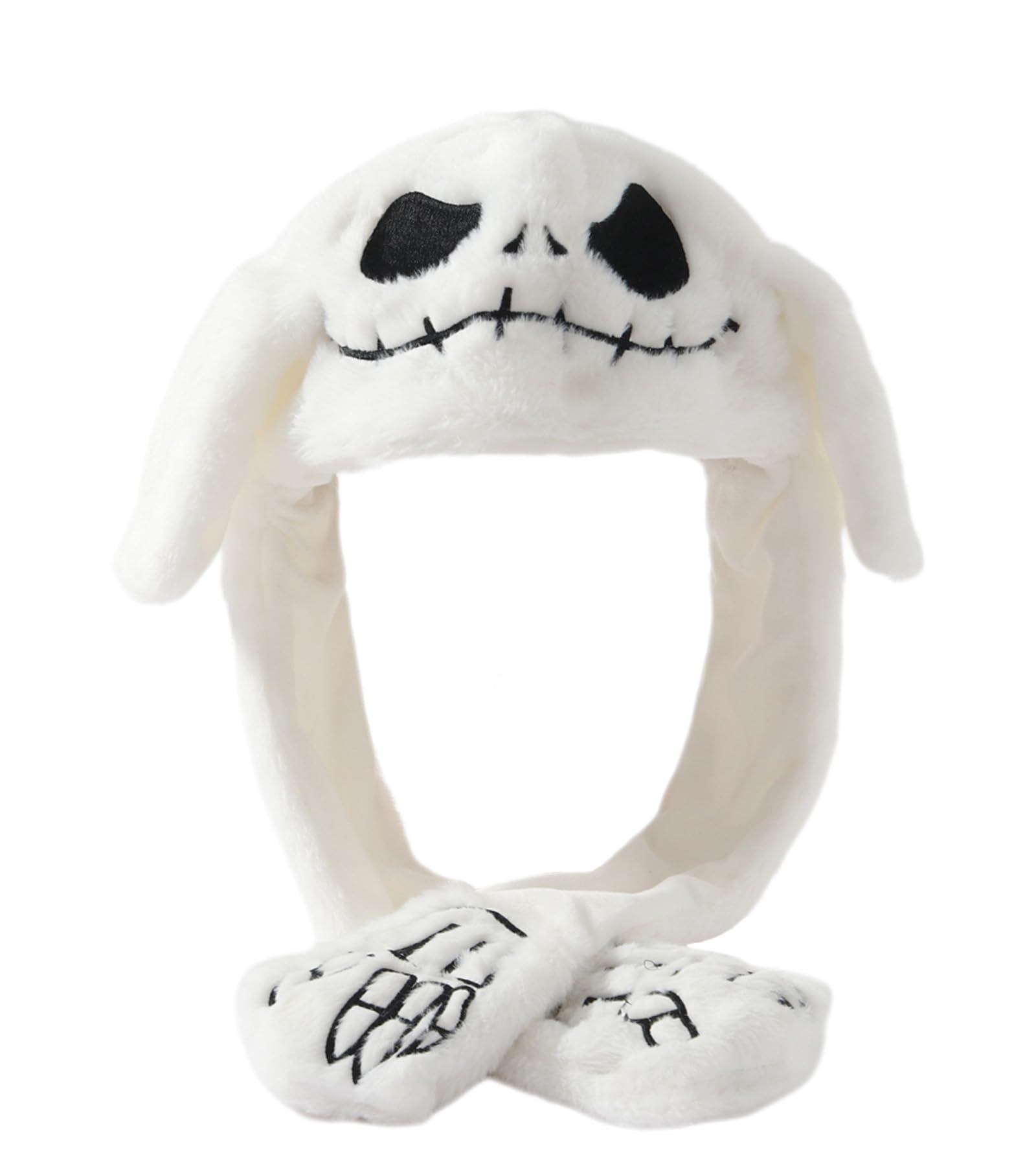 Focupaja Ear Moving Hat Animal Cosplay Hat with Floppy Ears Cartoon Jumping Cap Halloween Christmas Funny Hat White Kulou