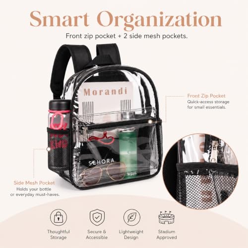 Image of ZENPUNK Clear Backpack for Stadium Events, 12x11x5 Stadium Approved Bag