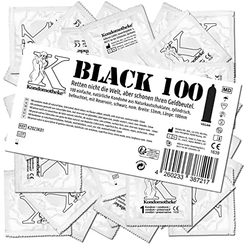 Kondomotheke Black Lot de 100 préservatifs noirs de haute qualité, sûrs et fiables, adaptés aux...