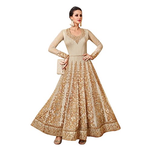 Anarakali Salwar Kameez beige : la tenue de mariage complète