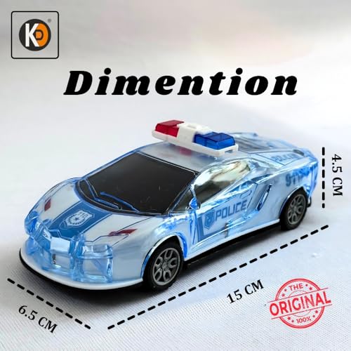 Image of K D Friction Powered Police Car with Lights Music Super Speed Colorful Dazzling Lights and Sound Siren Pullback Cop Vehicle Toy for Kids Best Birthday Gift for Above 3+ Years Boys Girls (Blue)