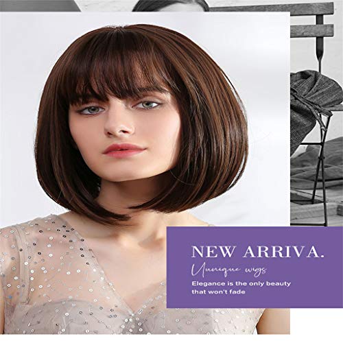 yotijar Cabelo Liso Natural Feminino 12 '' Bob Wig Brasileiro Wig Wig para