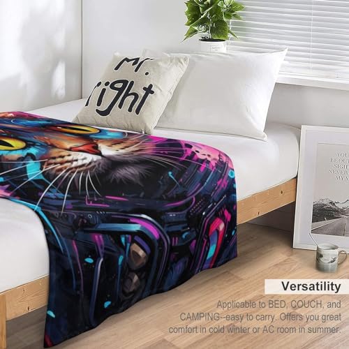 Couverture flannel motif chat idéale sieste sur sofa