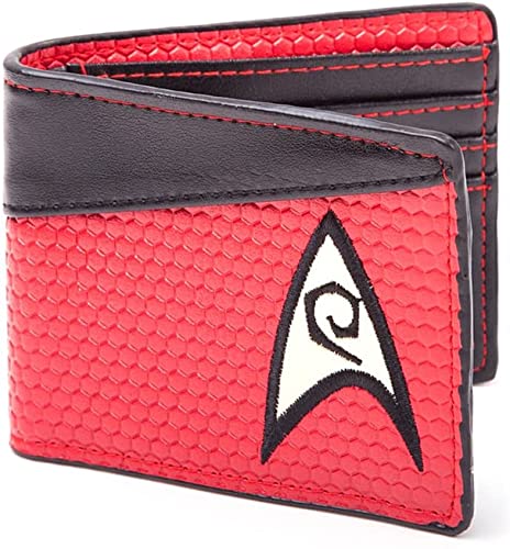 Star SciFi Trek Red Engineering Logo Leather Bi Fold Wallet
