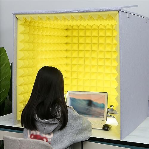 WORDFUN cabina portátil para grabación vocal de 31x31 pulgadas, cubierta de escritorio insonorizada, aislamiento para micrófono, reducción de ruido, para oficina en casa y estudio miniatura 2