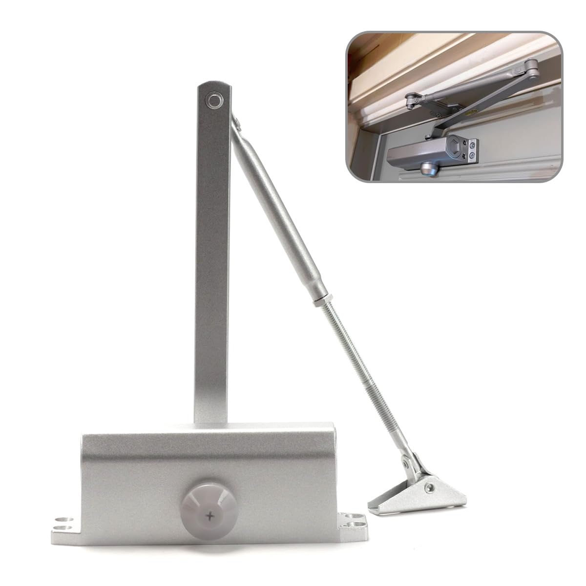 AyeVision Hydraulic Door Closer Automatic Spring Auto Door Close Surface Mounted Heavy Duty, Max Open 180 Degrees, No Auto Hold Open (45kg-60kg, Medium)