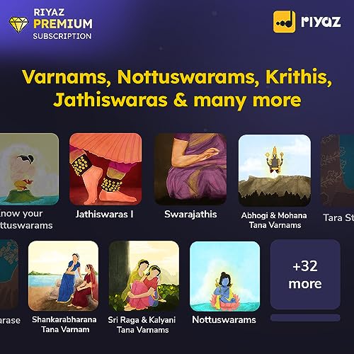 Image of Riyaz App - Learn to Sing Carnatic Vocal | 12 Months Premium Subscription | Suitable for Varise / Geetham / Varnam Learners | Tanpura | 35 Lakhs Learners | (Activation Link by Email in 2 Hours)