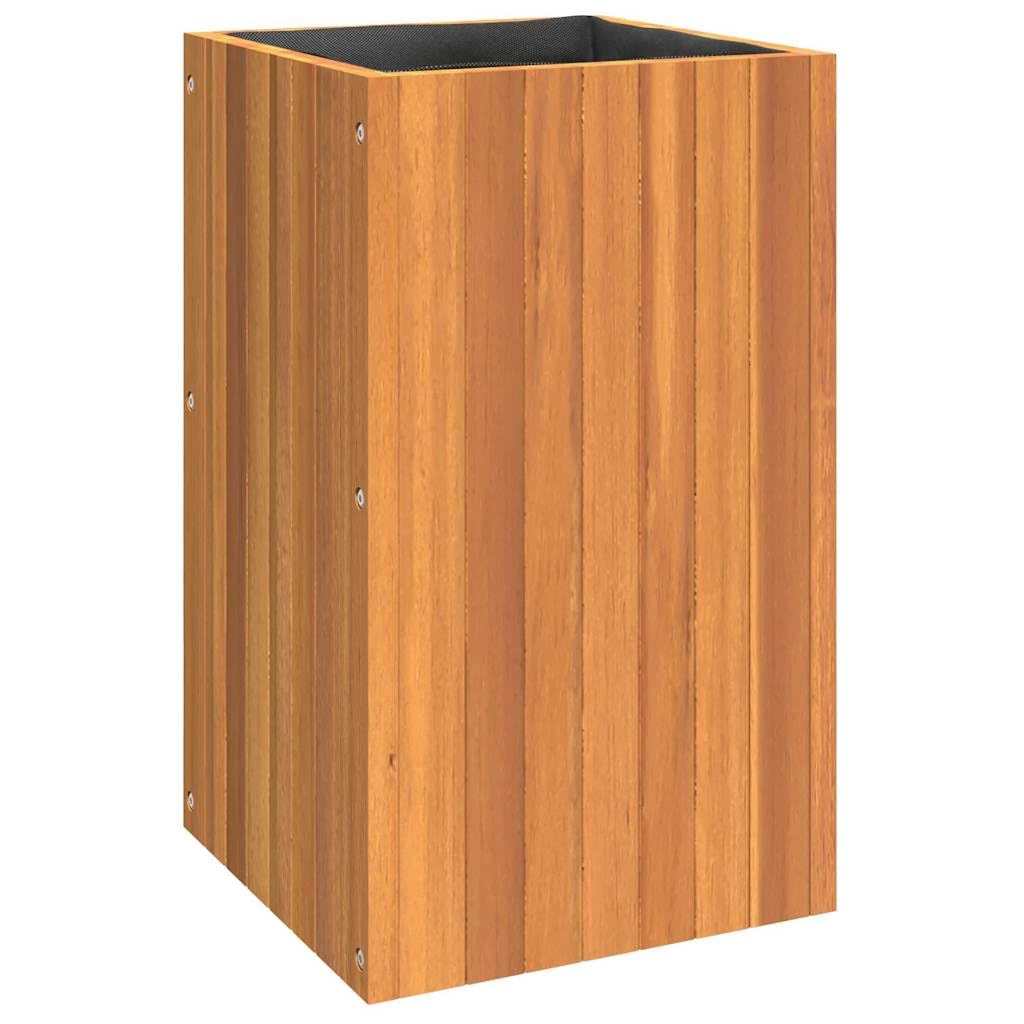 Fioriera da Giardino 35x35x60cm in Legno Massello di Acacia | Vaso alto in acacia con sacco in tessuto non tessuto per piante e fiori, adatto per soggiorno, balcone e ufficio.