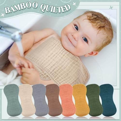 Image of Frienda 8 Pack Muslin Burp Cloths for Baby Large 20 x 10 Inch Cotton Burp Rags for Spit up Drool Absorbent Soft Multicolor Wash Cloths Diapers for Newborn Girl Boy Essential Shower Gift(Vivid Color)