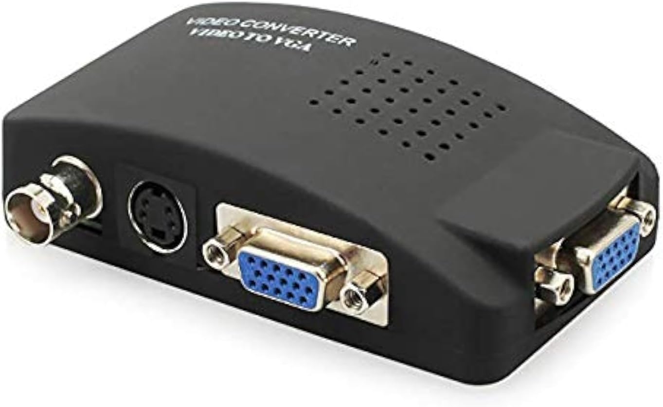 Wiistar BNC to VGA Video Converter Adapter Composite S-Video PC Input to VGA Monitor Output for DVR DVD PC TV Monitor