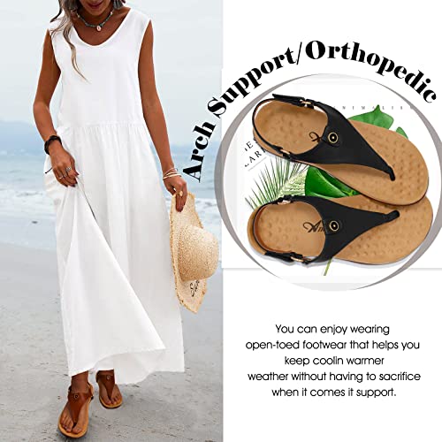 Athlefit Women's Comfortable Orthopedic Sandals Thong Dressy T-Strap Orthotic Casual Summer Arch Support Sandals3
